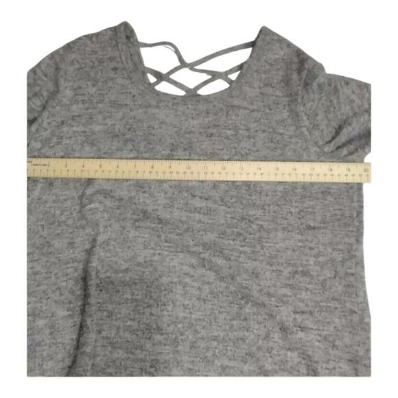 Women’s Size S 3/4 Cuff Sleeve With Hollow Criss Cross Back MicroFleece Gray - Picture 3 of 7